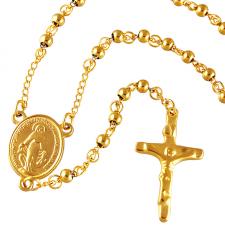 4MM Gold PVD Stainless Steel Rosary Necklace
